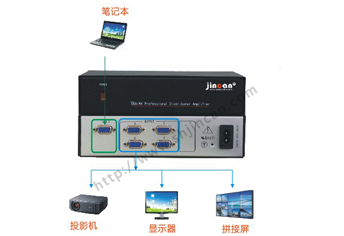 VGA分配器1进2出连接图