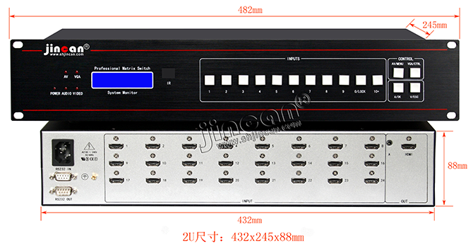 HDMI加音频切换器24进1出4K*2K 尺寸示意图