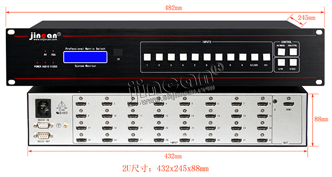 HDMI加音频切换器32进1出4K*2K 尺寸示意图